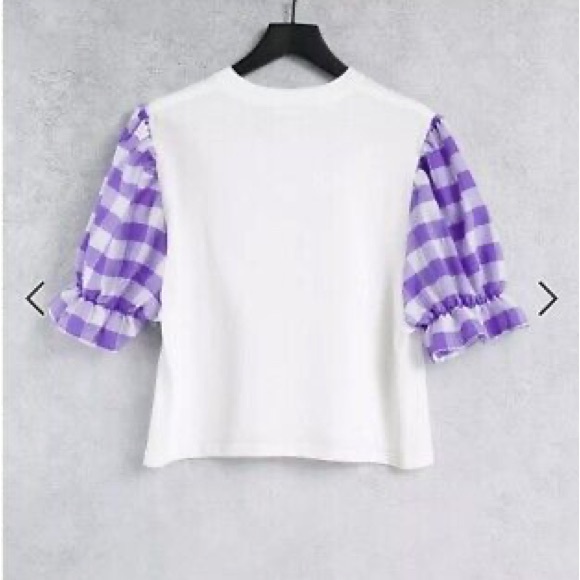 Vintage Supply T-shirt with gingham puff sleeves and bunny graphic - Picture 2 of 6